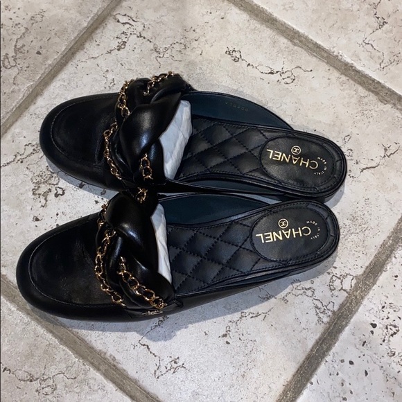 Chanel Black Braided Mules Loafer Slip on 6 RARE - Picture 14 of 15